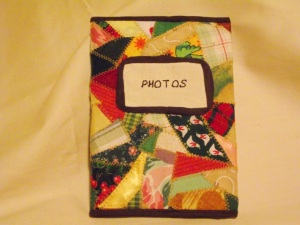 Scraps of fabric can be made into a new fabric to cover a photo album